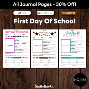 First Day of School printable for first day photo props and school milestone keepsakes, colorful star-themed design