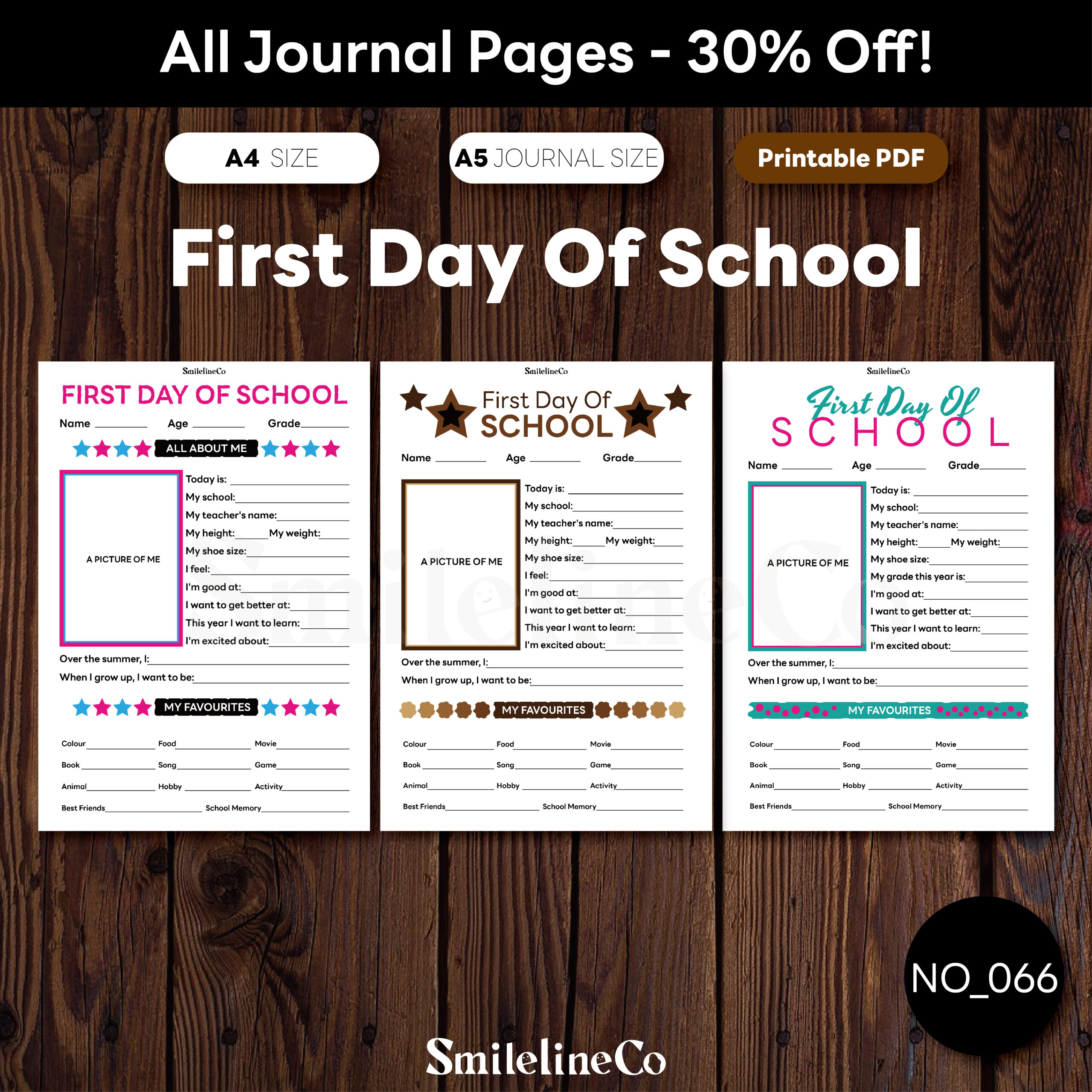 First Day of School printable for first day photo props and school milestone keepsakes, colorful star-themed design