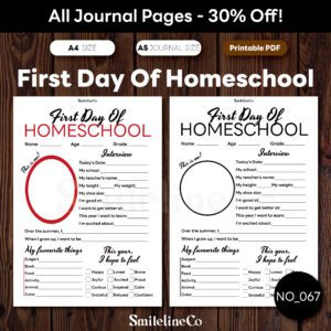 First Day of Homeschool printable for back-to-homeschool photo props and milestone keepsakes, script-font certificate design