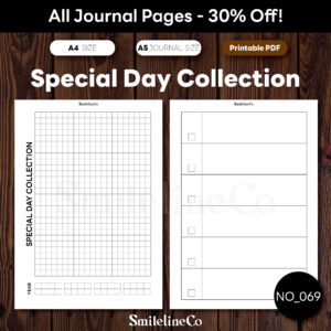 Special Day Collection printable for journaling memorable dates and anniversaries, minimalist grid design