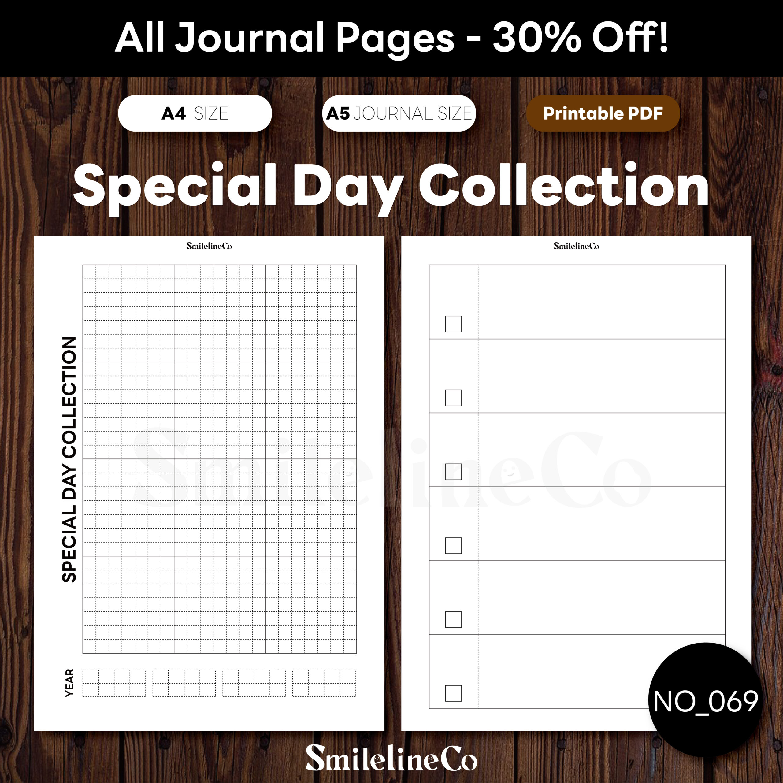 Special Day Collection printable for journaling memorable dates and anniversaries, minimalist grid design