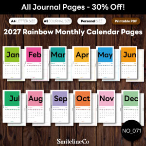 2027 monthly calendar printable rainbow2027 monthly calendar printable rainbow