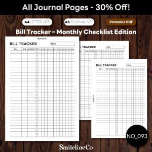 Bill Tracker Printable | Monthly Checklist A5 & A4 PDF