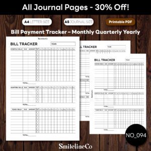 Bill Payment Tracker Printable | Monthly, Quarterly & Yearly A5/A4