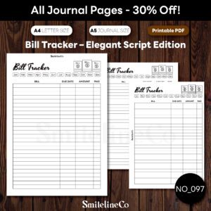 Bill Tracker Printable | Elegant Script A5 & A4 Budget Insert