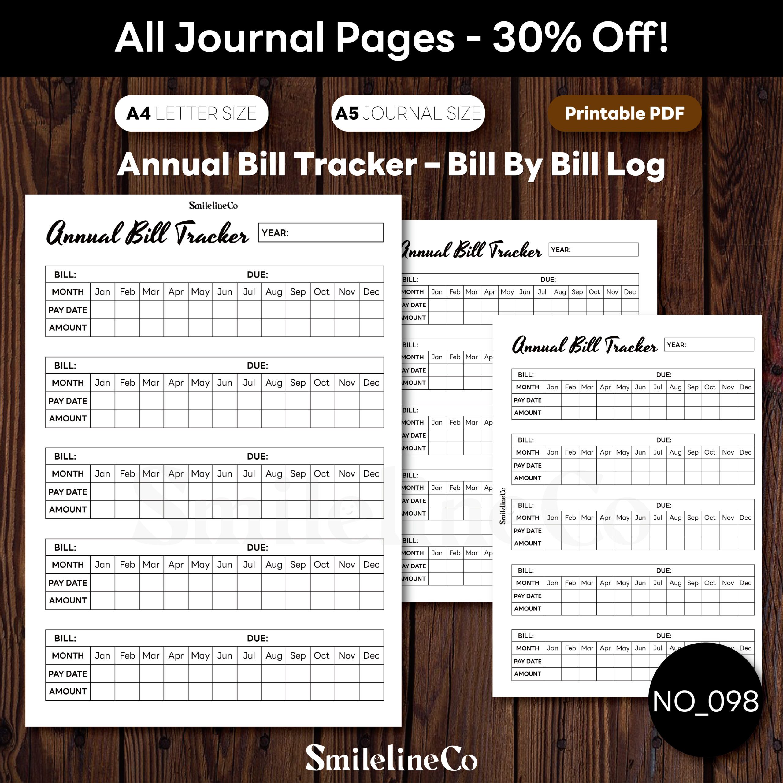 Annual Bill Tracker Printable | Bill By Bill A5 & A4 PDF