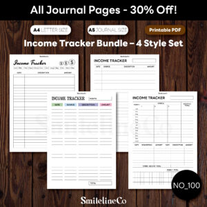 Income Tracker Bundle Printable | 4 Style Set A5 & A4 PDF