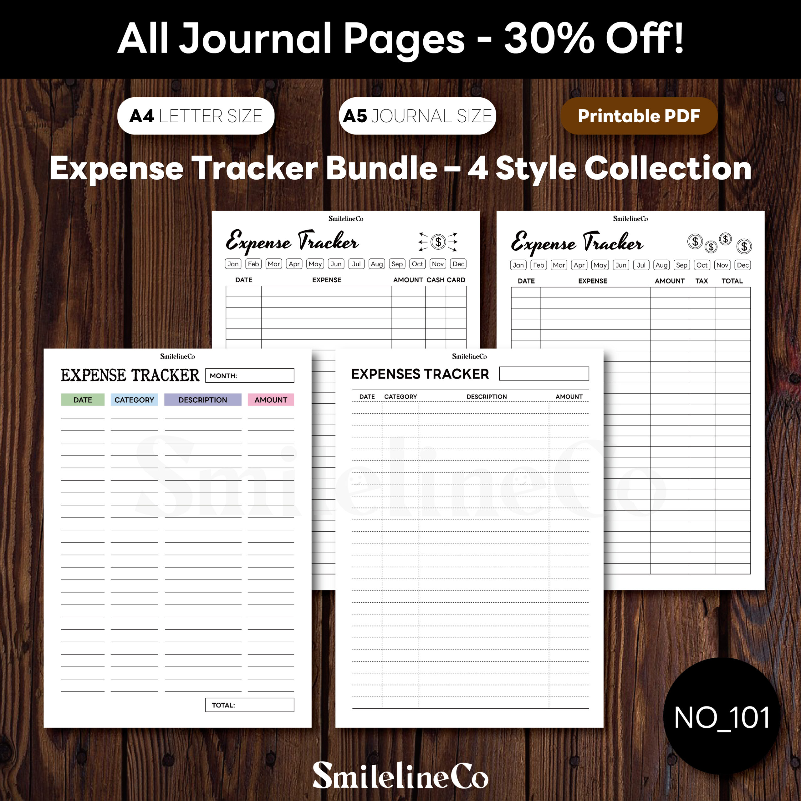Expense Tracker Bundle Printable | 4 Style Collection A5 & A4