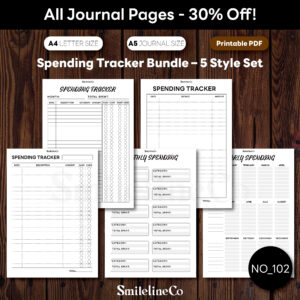 Spending Tracker Bundle Printable | 4 Style Set A5 & A4 PDF