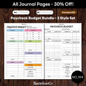 Paycheck Budget Bundle Printable | 2 Style Set A5 & A4 PDF