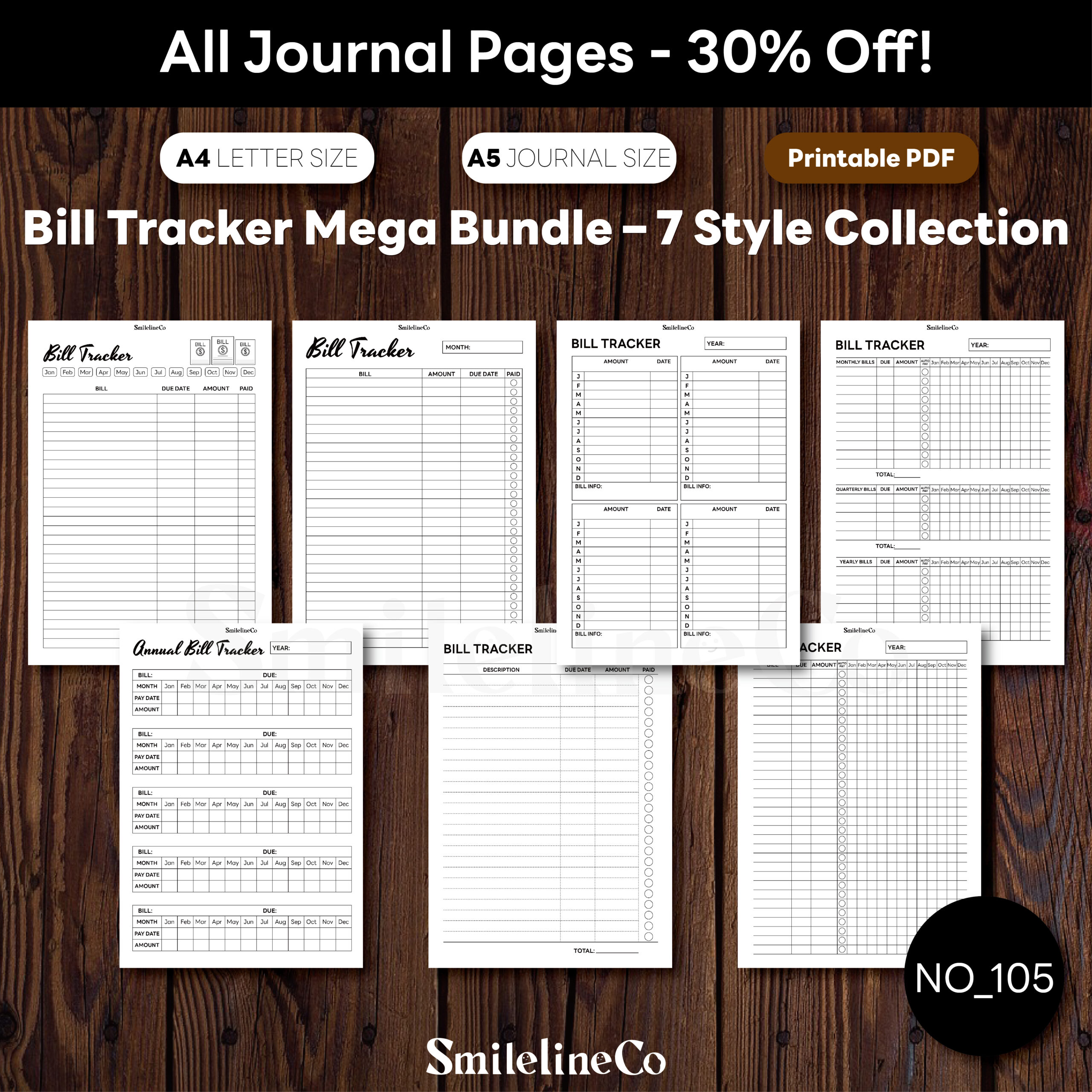 Bill Tracker Mega Bundle Printable | 7 Style Collection A5 & A4