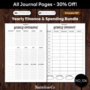 Yearly Finance and Spending Bundle Printable | A5 & A4 PDF