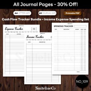 Cash Flow Tracker Bundle Printable | Income Expense Spending A5/A4