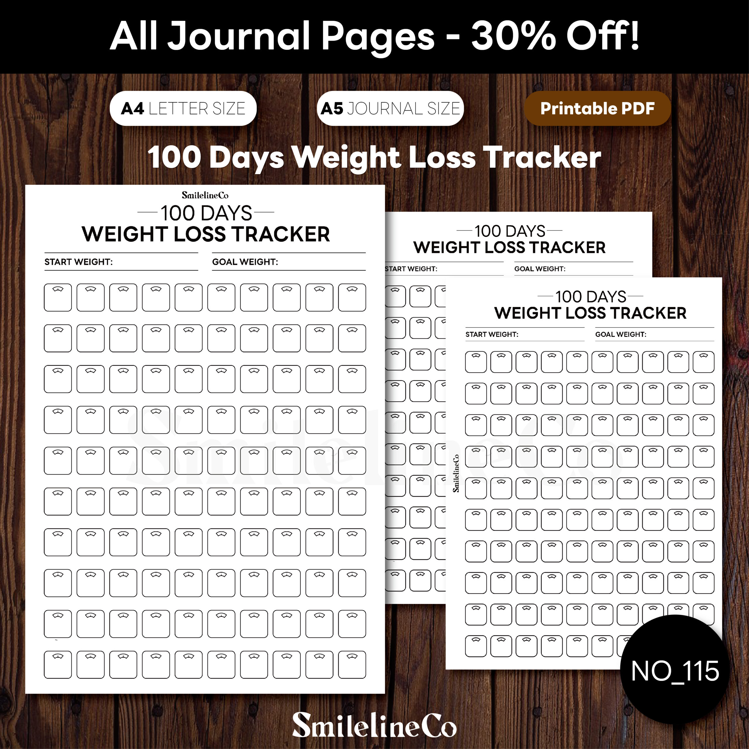 100 Days Weight Loss Tracker Printable | A4 & A5 PDF