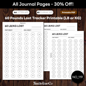 60 Pounds Lost Tracker Printable (LB or KG) | A4 & A5