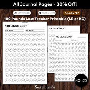 100 pounds lost tracker printable with 100 numbered circles in ten rows