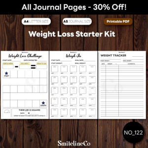 weight loss starter kit printable with challenge, weigh-in tracker and weight log