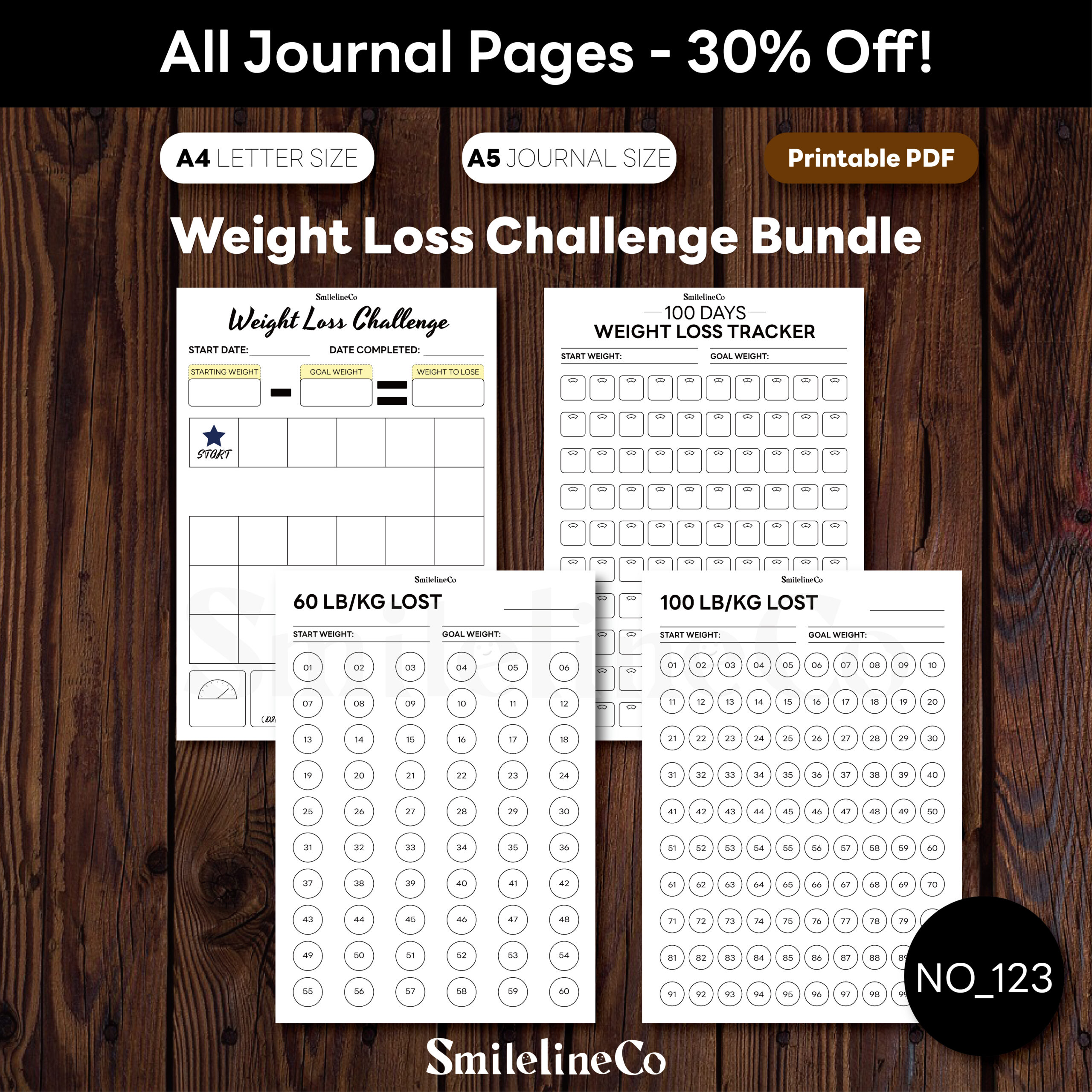 Weight Loss Challenge Bundle | 4 Fill-In Printables