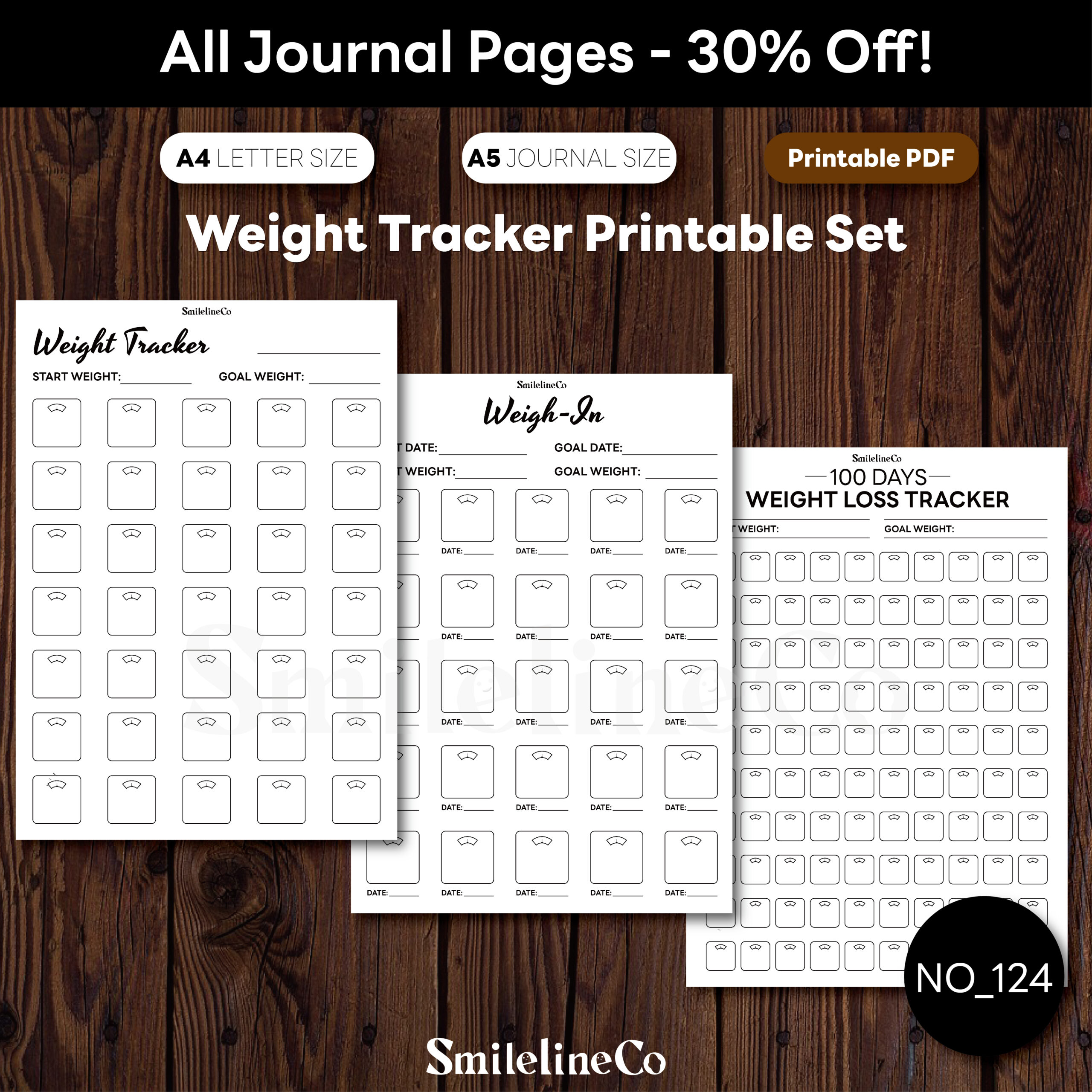 Weight Tracker Printable Set | 3 Scale Trackers | A4 & A5