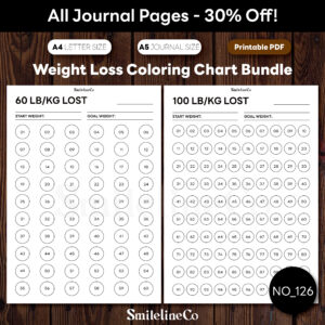 weight loss coloring chart bundle with 60 and 100 numbered circles