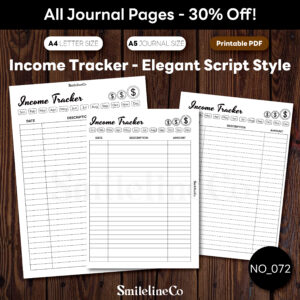 Income Tracker Printable | Elegant Script A5 & A4 Budget Insert