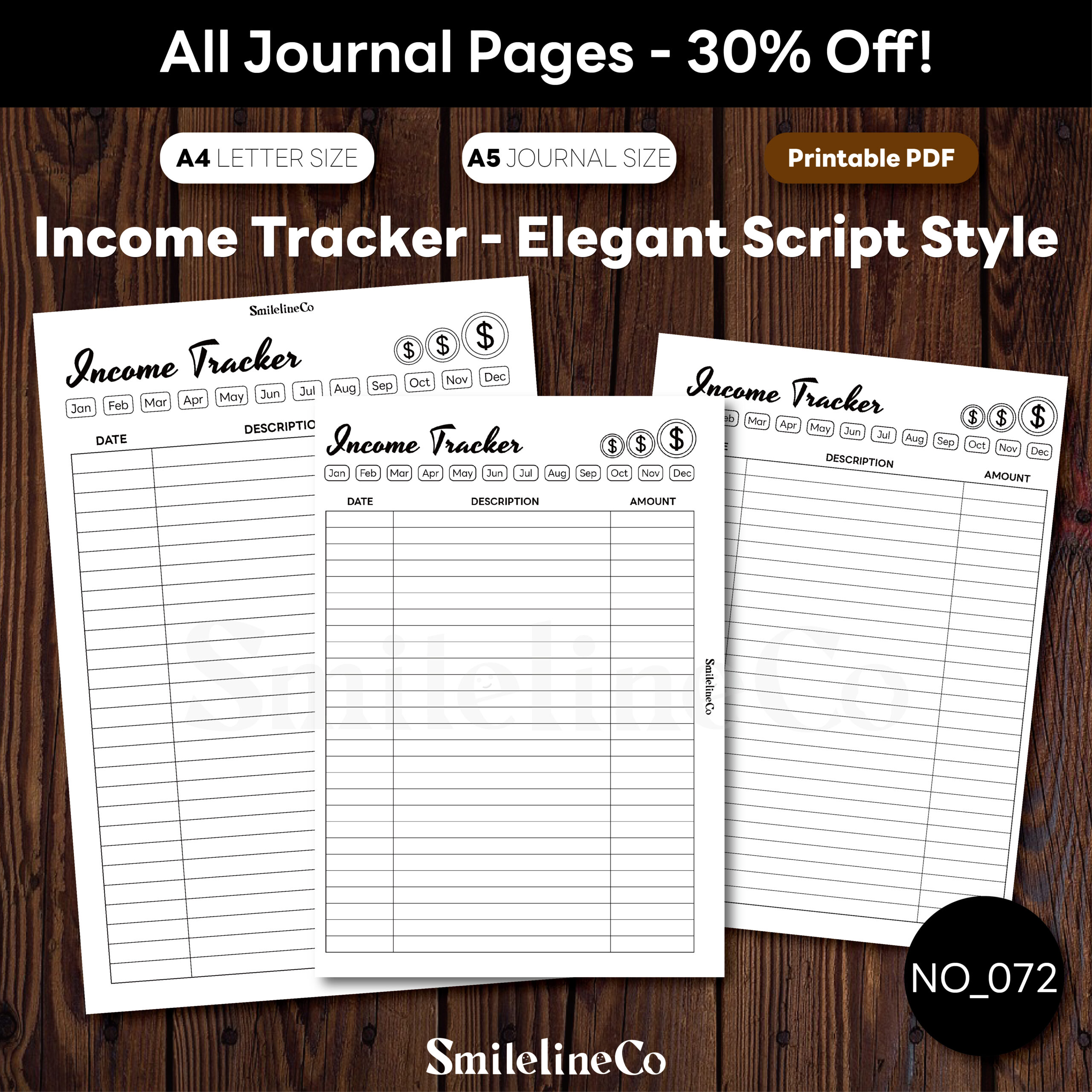 Income Tracker Printable | Elegant Script A5 & A4 Budget Insert