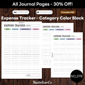 Expense Tracker Printable | Category Color Block A5 & A4