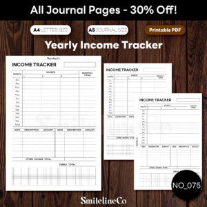 Yearly Income Tracker Printable | Multiple Income Sources A5/A4