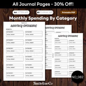 Monthly Spending By Category Printable | A5 & A4 Budget Sheet