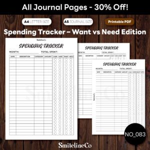 Spending Tracker Printable | Want vs Need A5 & A4 PDF