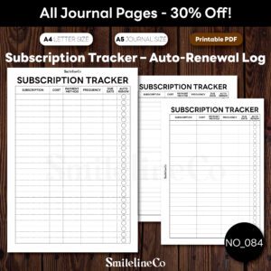 Subscription Tracker Printable | Auto-Renewal A5 & A4 PDF