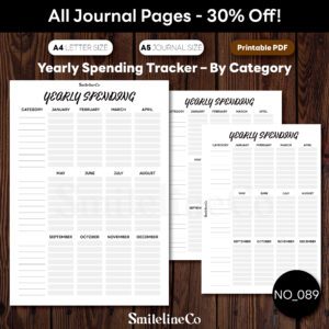 Yearly Spending Tracker Printable | By Category A5 & A4 PDF