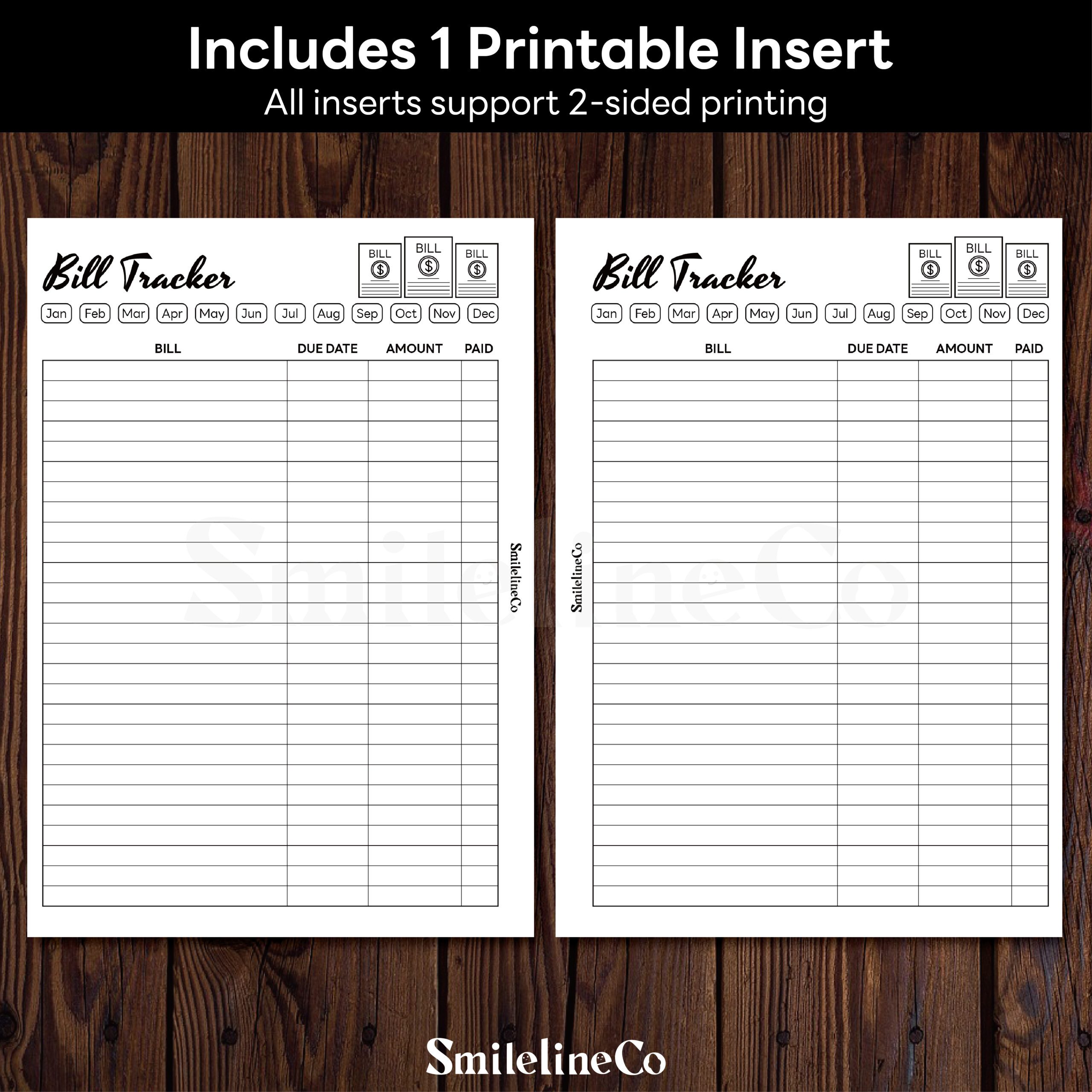 Bill Tracker Printable | Elegant Script A5 & A4 Budget Insert - Image 2