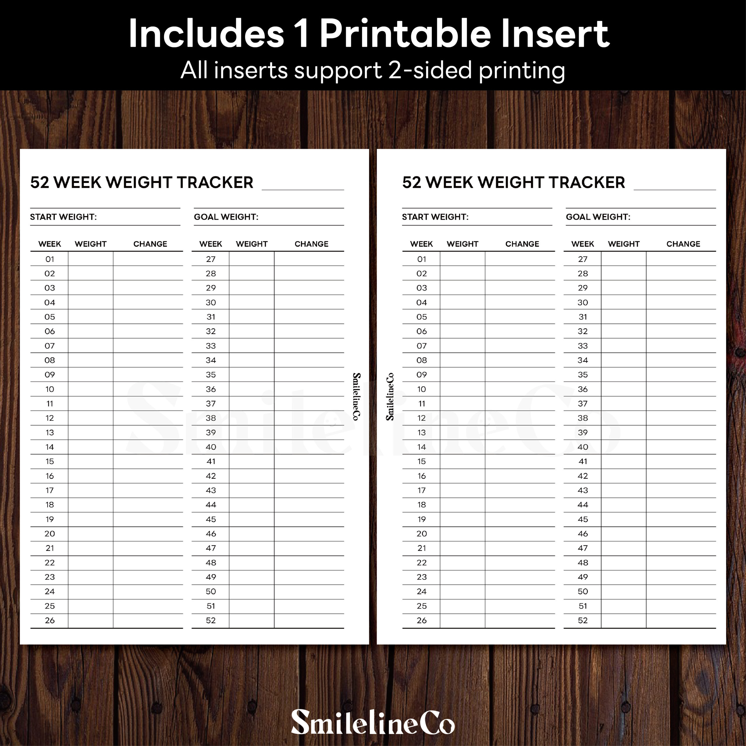 26 Week Weight Tracker Printable | A4 & A5 PDF - Image 2
