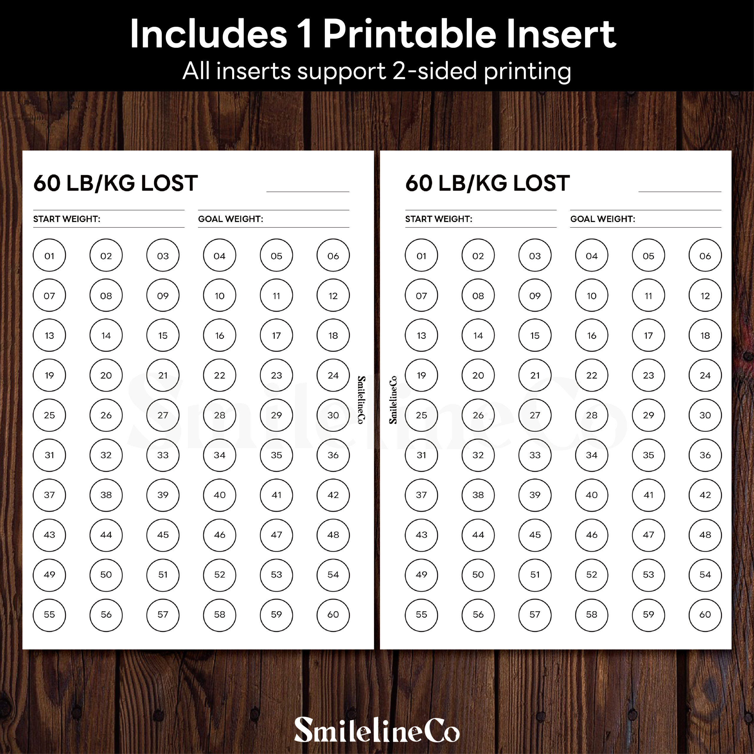 60 Pounds Lost Tracker Printable (LB or KG) | A4 & A5 - Image 2