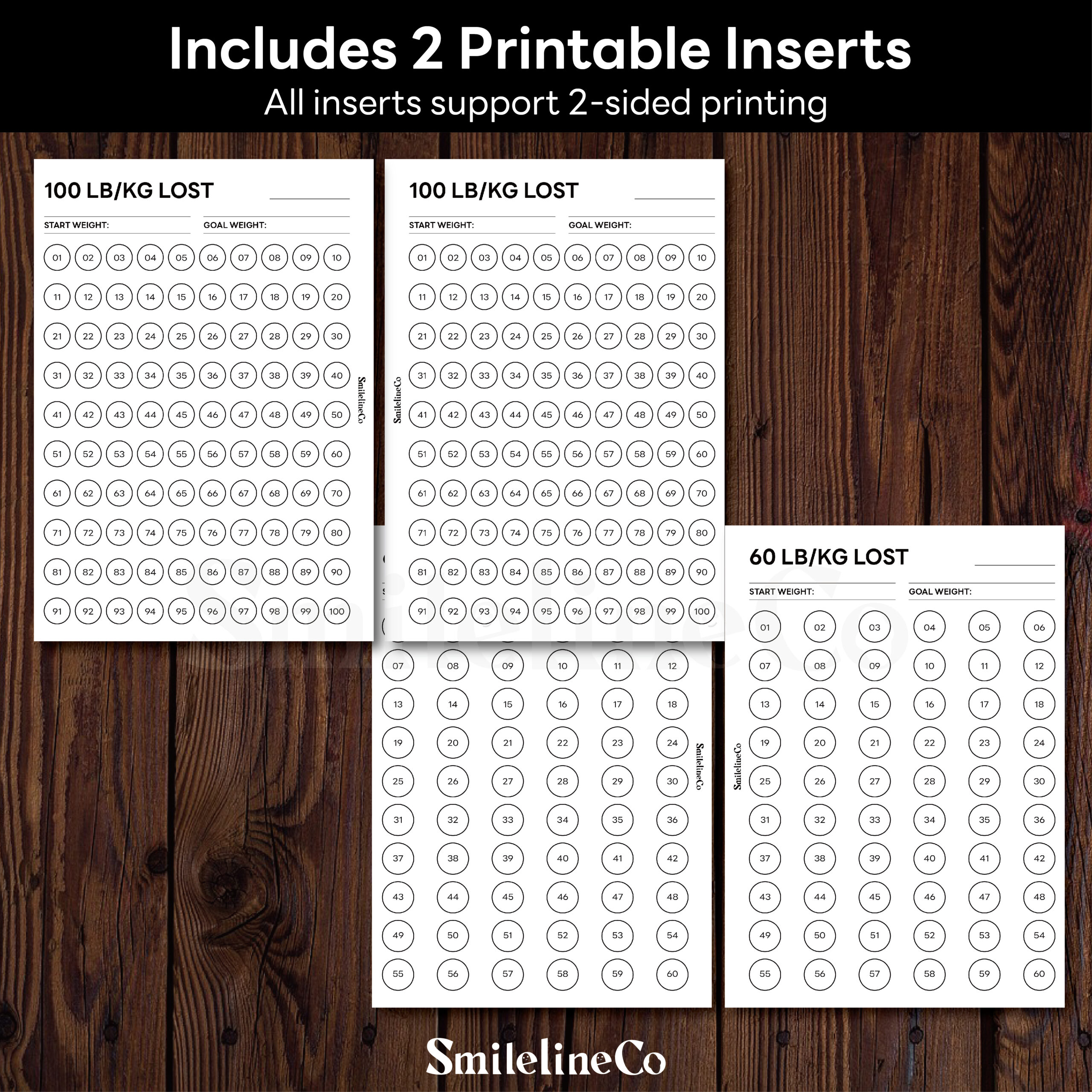 Weight Loss Coloring Chart Bundle | 60 & 100 LB/KG Lost - Image 2