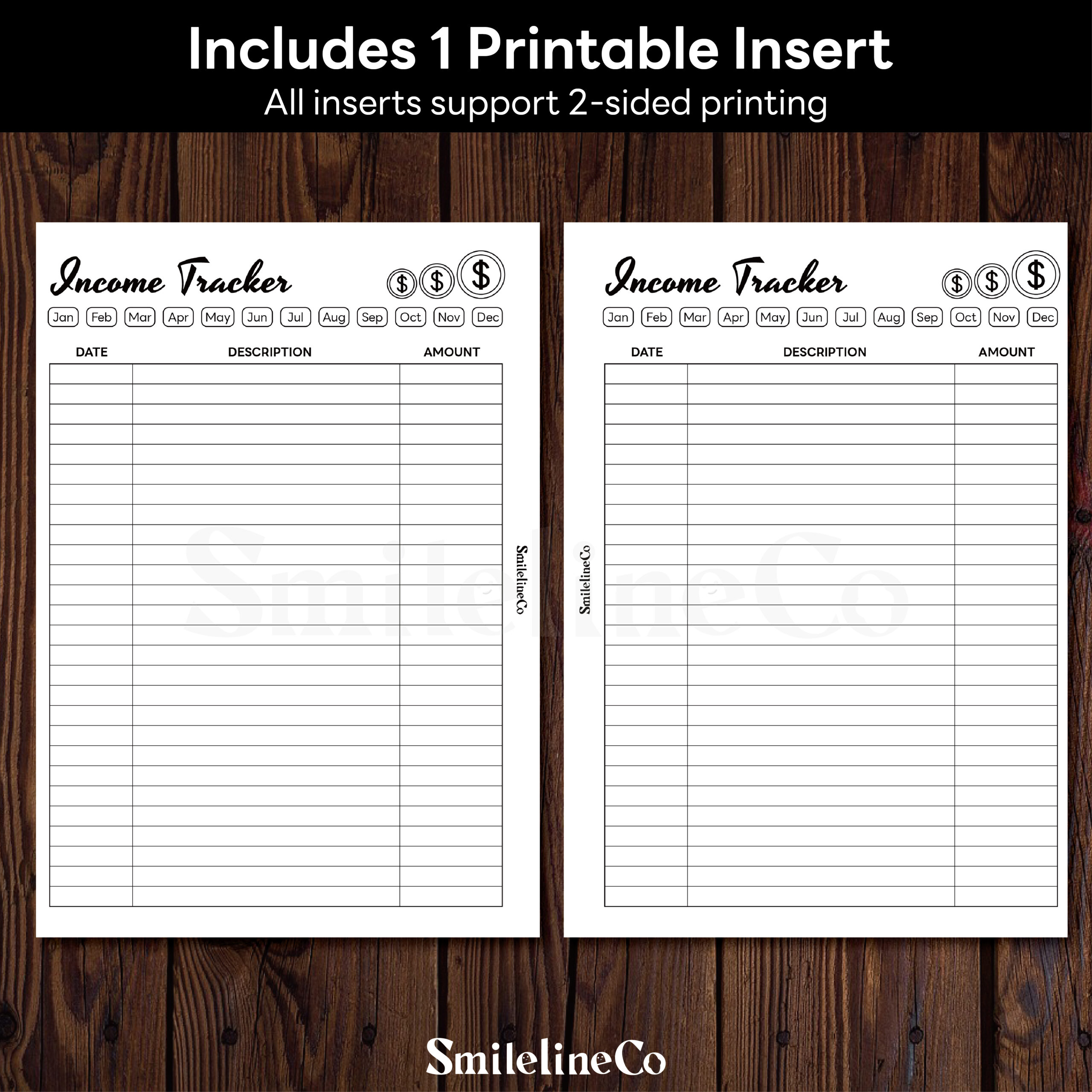 Income Tracker Printable | Elegant Script A5 & A4 Budget Insert - Image 2