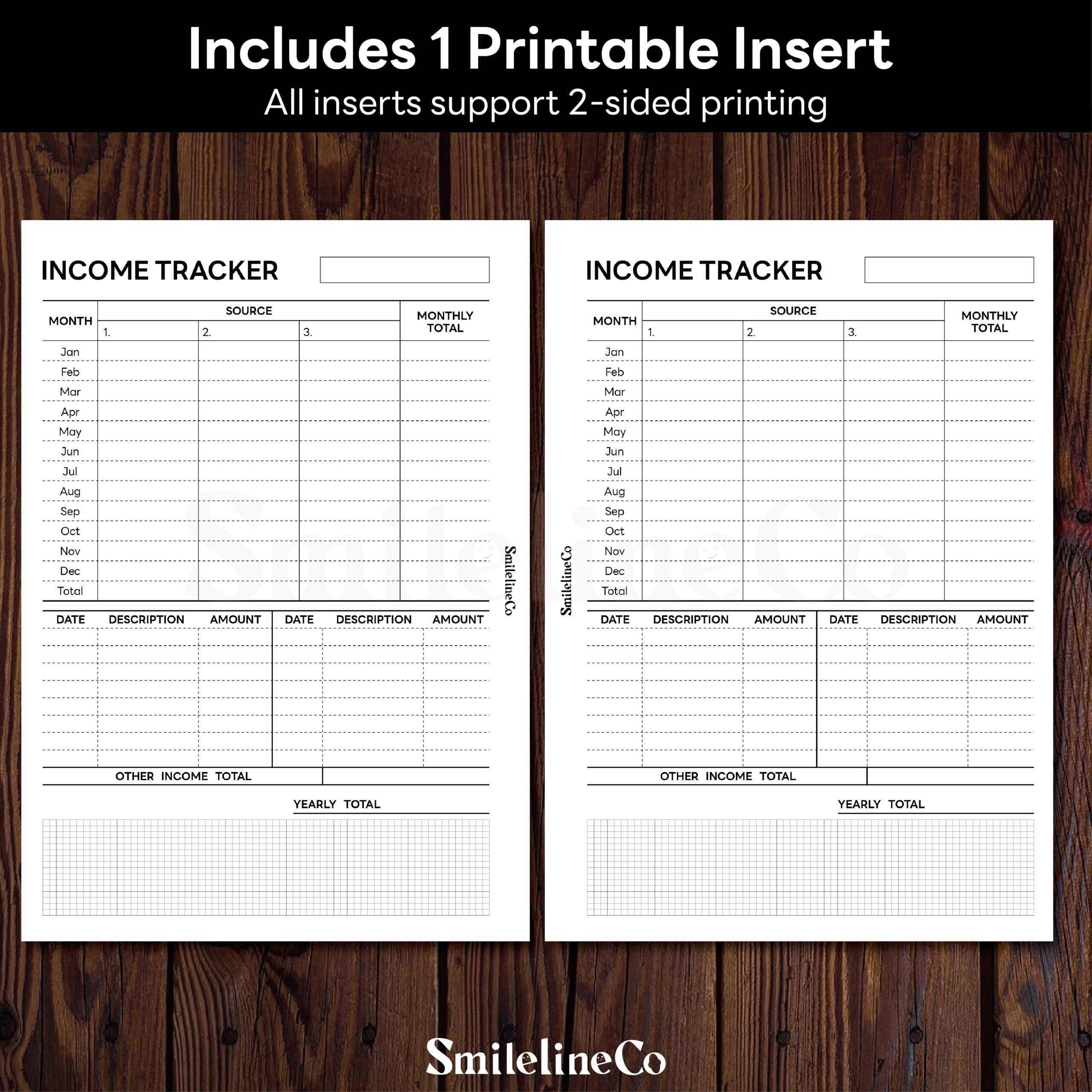 Yearly Income Tracker Printable | Multiple Income Sources A5/A4 - Image 2