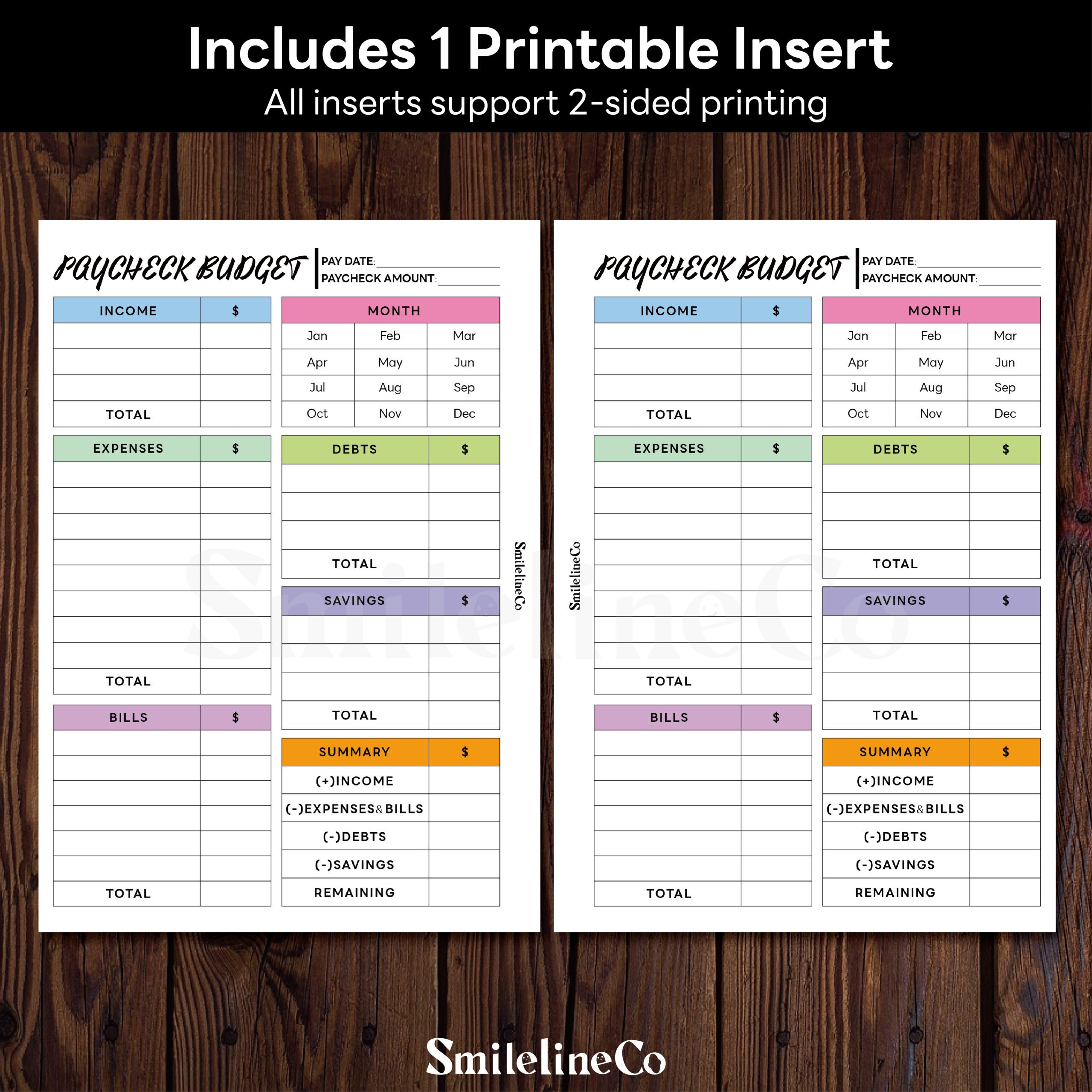 Paycheck Budget Planner Printable | Monthly Grid A5 & A4 - Image 2
