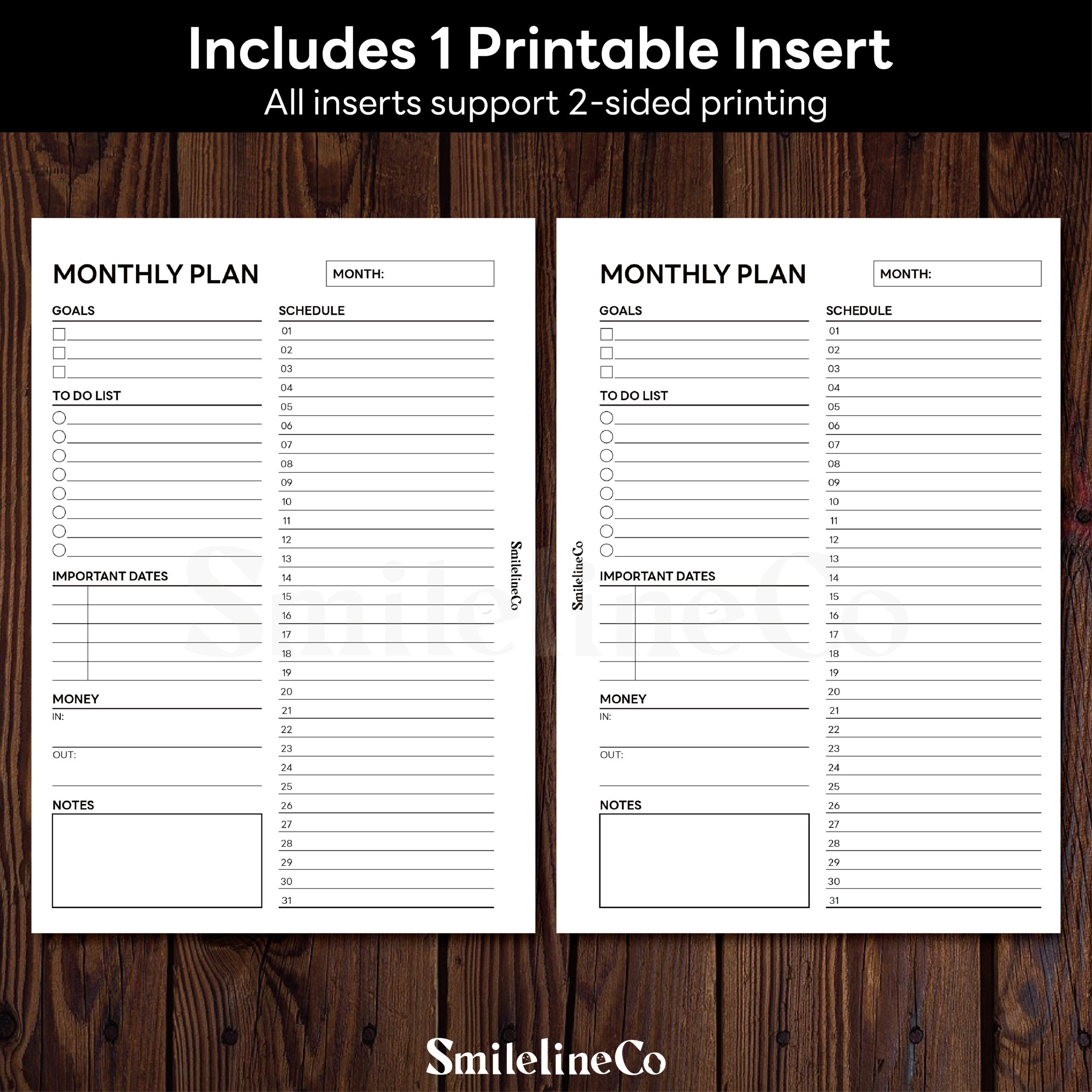 Monthly Planner Printable | Goals & Schedule A5 & A4 PDF - Image 2