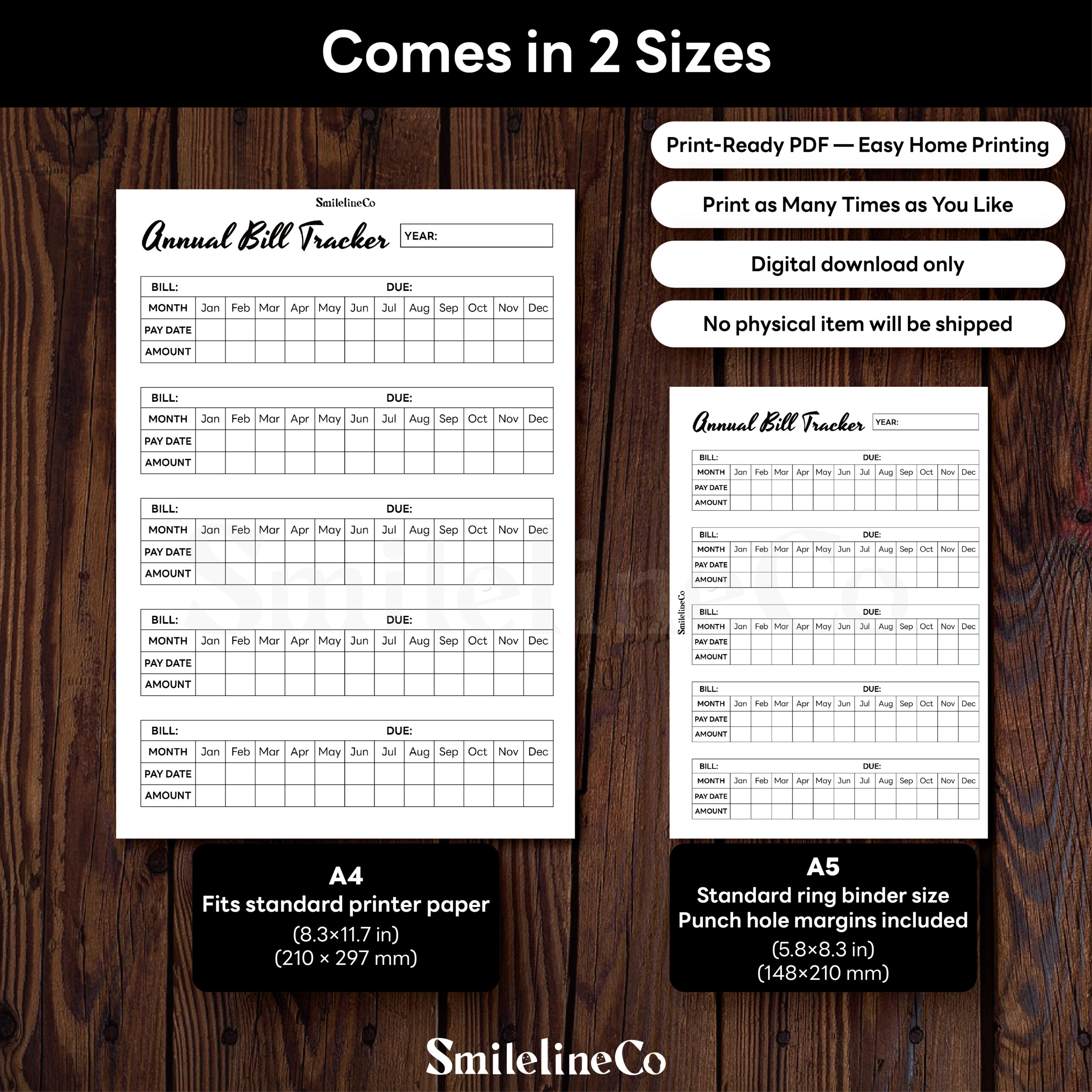 Annual Bill Tracker Printable | Bill By Bill A5 & A4 PDF - Image 3