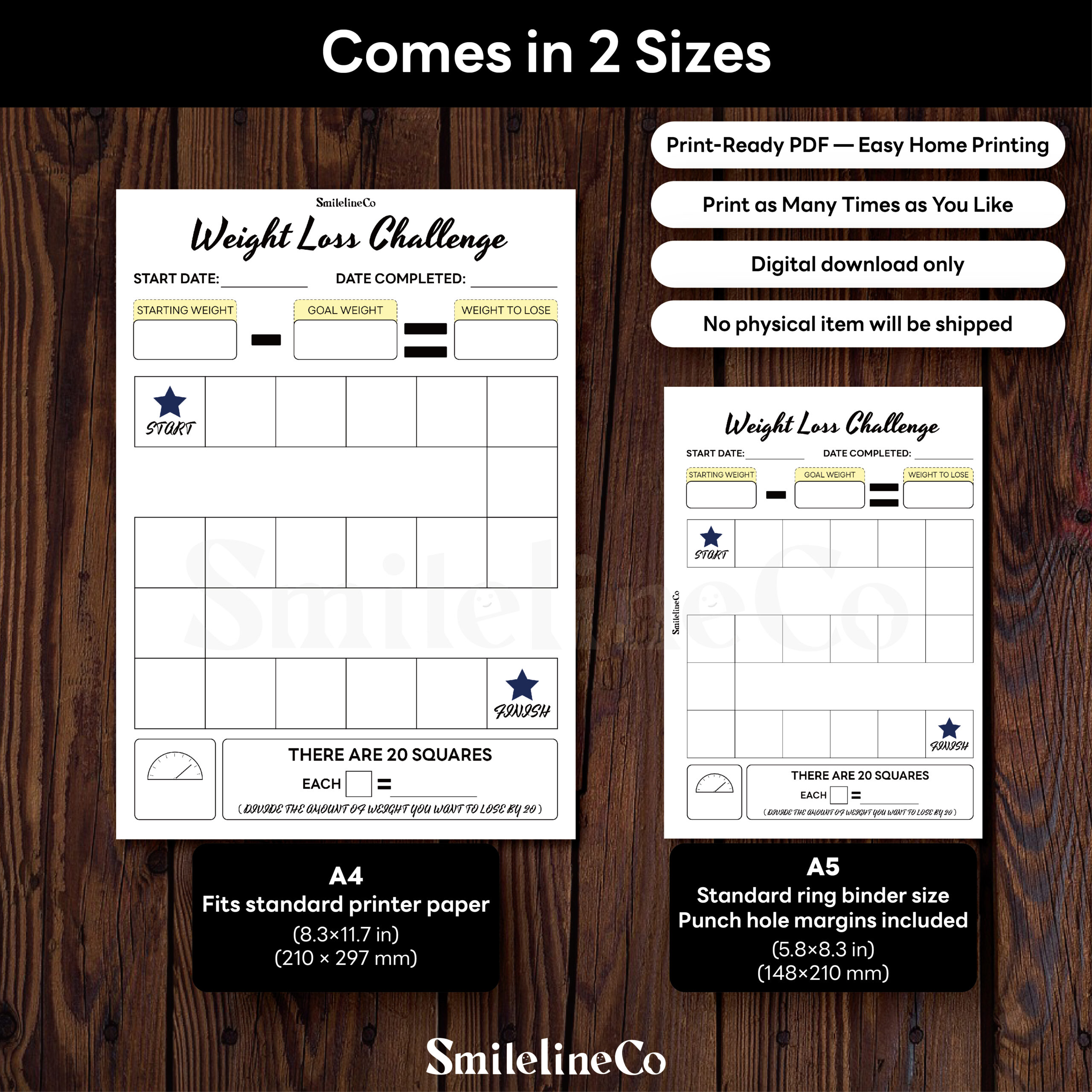Weight Loss Challenge Printable | A4 & A5 PDF - Image 3