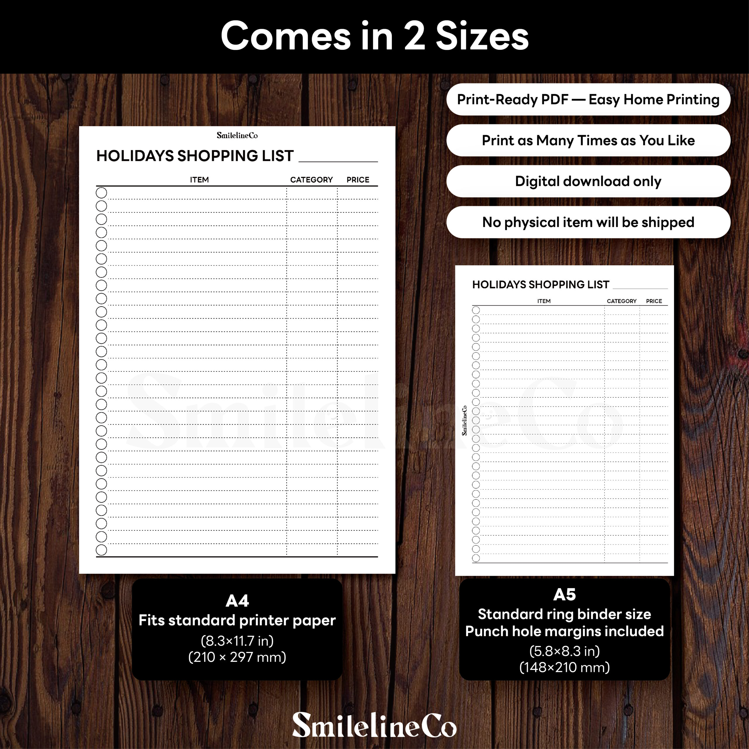 Holidays Shopping List | Printable Holiday Shopping Planner - Image 3