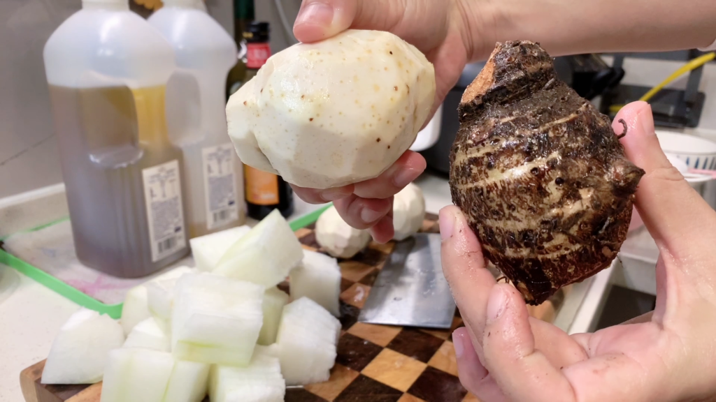 Lotus root, taro, and winter melon prepared for a Chinese family dinner