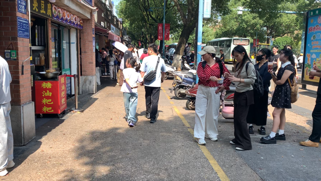 College food in China: a Chinese university snack street at lunchtime