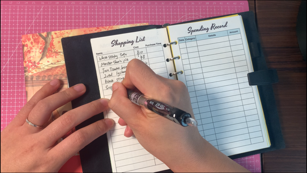 Free printable spending record and shopping list templates for tracking food costs
