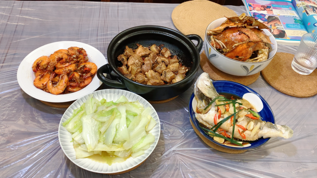 Family birthday dinner in China with three of us at one table